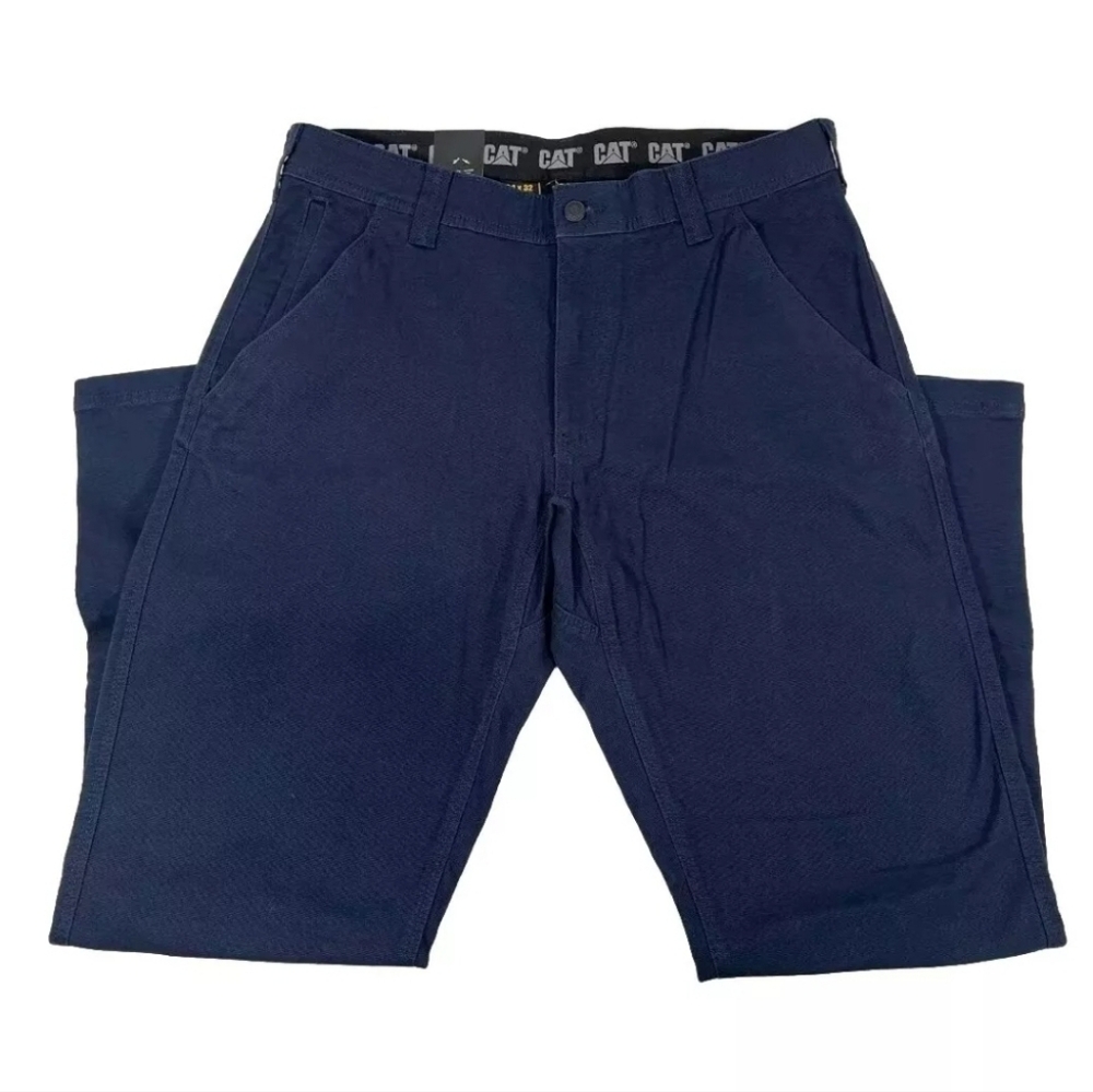 CAT Caterpillar Flex Waistband Straight Leg Canvas Utility Work Pant Blue. 40x32 - Picture 2 of 5